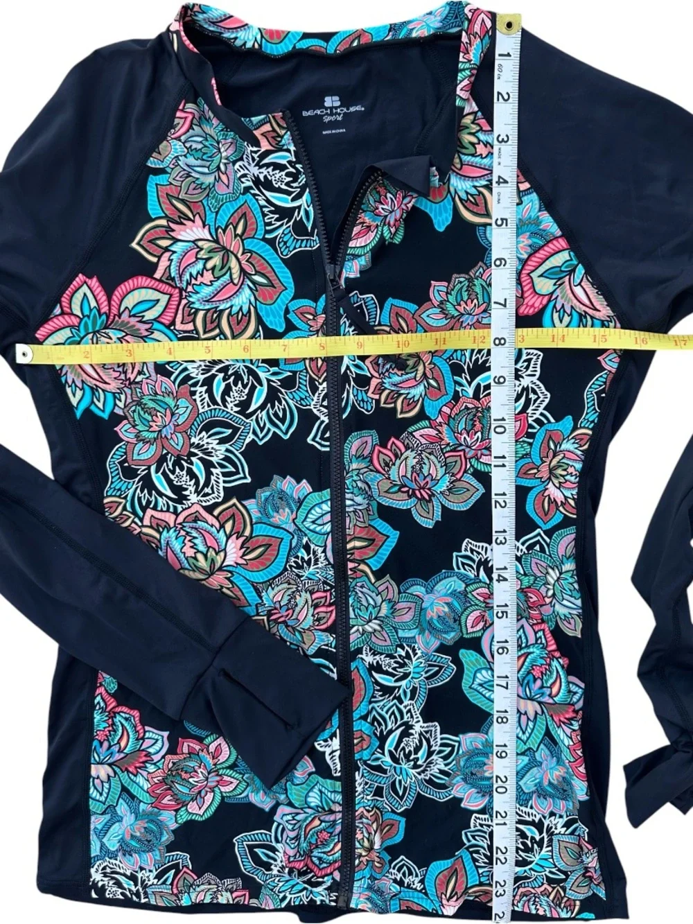 BEACH HOUSE Sport Women's Bright Floral Full Zip Long Sleeve Rash Guard Swim Top